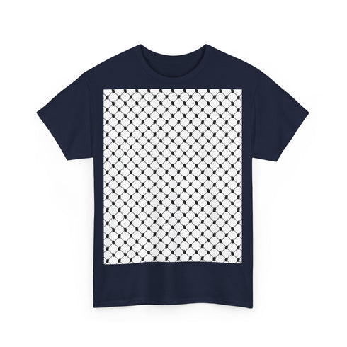 Keffiyeh Pattern Heavy Cotton Tee - Modern Mesh Design Streetwear T-Shirt